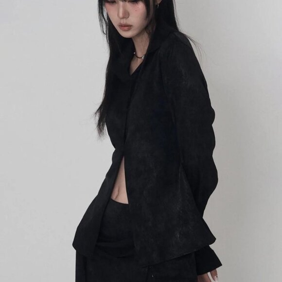 Jacquard Satin Set Up Tie Hook Mini Skirt - Picture 4 of 5